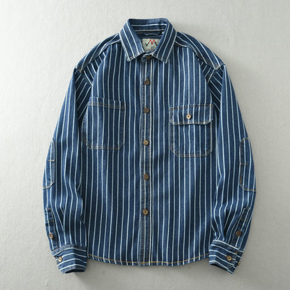 Rugged Stripes Denim Top