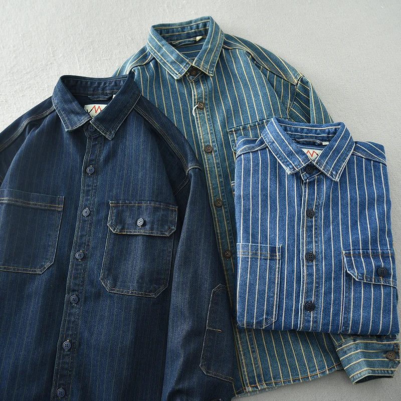 Rugged Stripes Denim Top