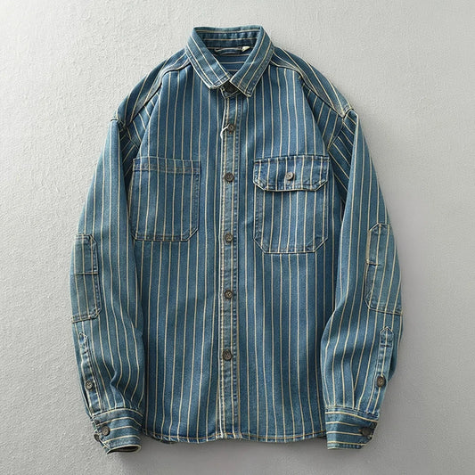 Rugged Stripes Denim Top