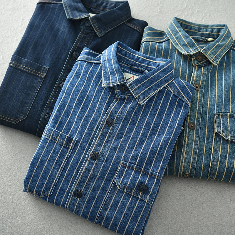 Rugged Stripes Denim Top