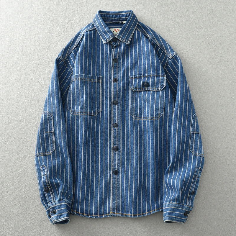 Rugged Stripes Denim Top